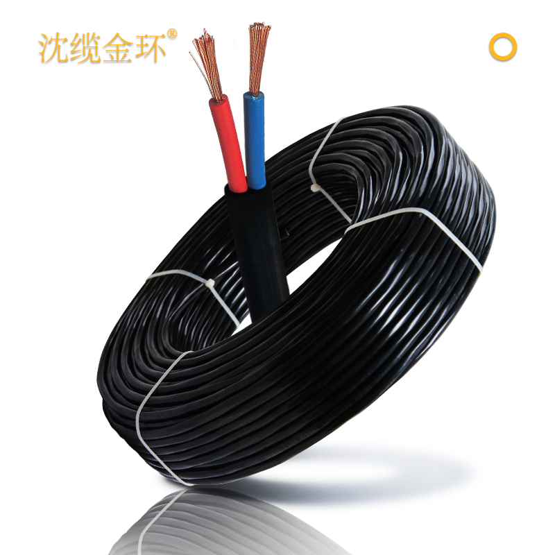 沈缆金环 2芯 ZR-RVV 1.0mm?-6mm?  聚氯乙烯绝缘聚氯乙烯护套软电缆  白色、玄色