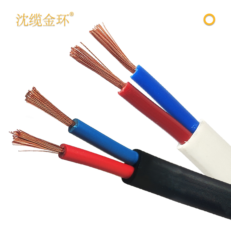 沈缆金环 2芯 ZR-RVV 1.0mm?-6mm?  聚氯乙烯绝缘聚氯乙烯护套软电缆  白色、玄色