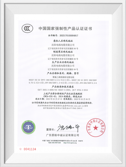 中国国度强造性产品认证证书【RVV】